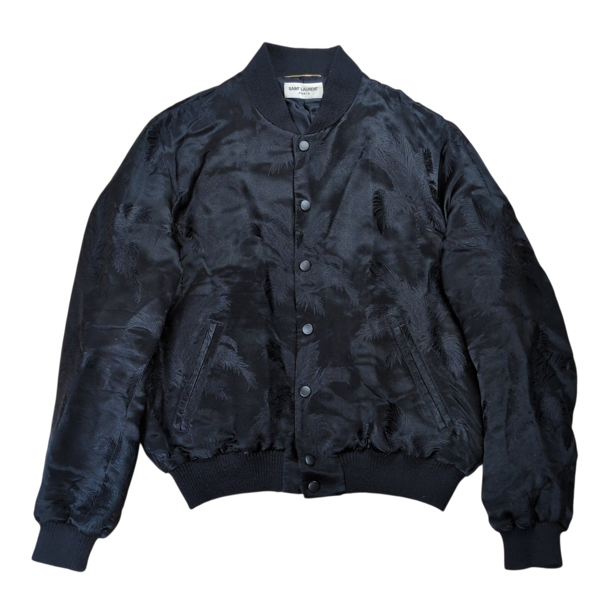 SAINT LAURENT Black Souvenir Bomber Jacket Size 36