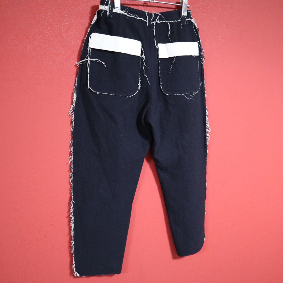 mina perhonen Navy Frayed Wide Slacks Size 36