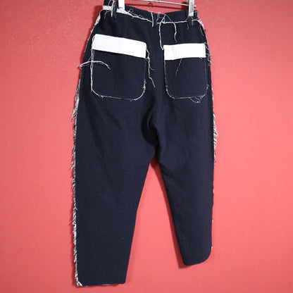 mina perhonen Navy Frayed Wide Slacks Size 36