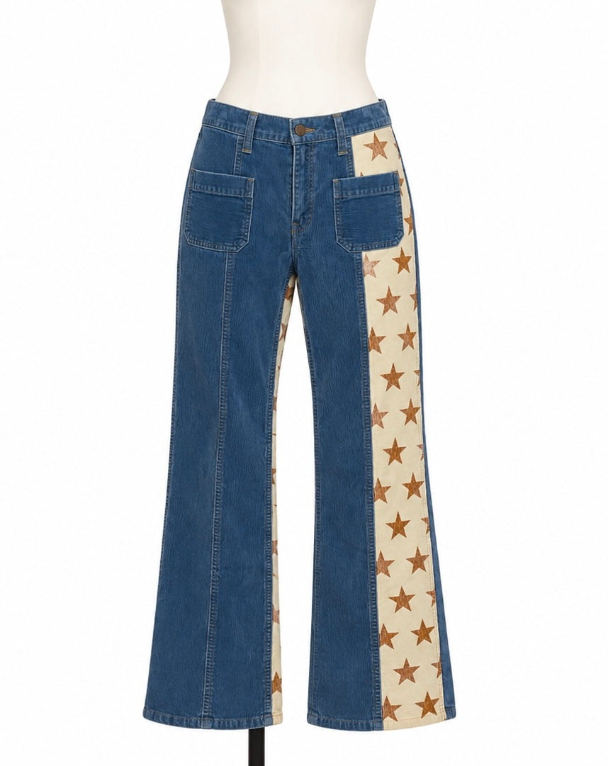 Hysteric Glamour Corduroy Star Stripe Pants Blue