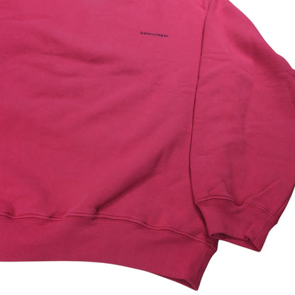 Balenciaga Red Cotton Mini Logo Printed Sweatshirt Size S