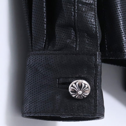 CHROME HEARTS Leather Cross Ball Button-Up Black Size S