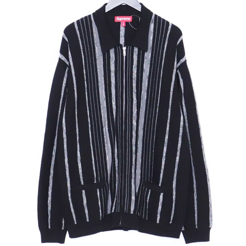 Supreme 24AW Speckle Stripe Zip Up Cardigan Black Size XL