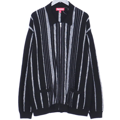 Supreme 24AW Speckle Stripe Zip Up Cardigan Black Size XL