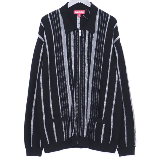 Supreme 24AW Speckle Stripe Zip Up Cardigan Black Size XL