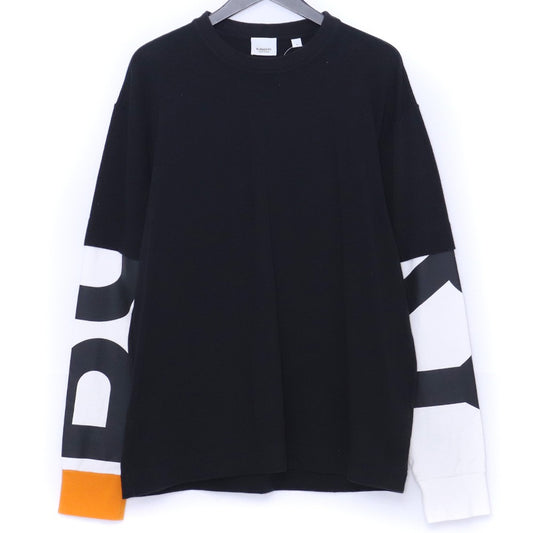 BURBERRY Layered Logo Print Long Sleeve T-Shirt Black Size M
