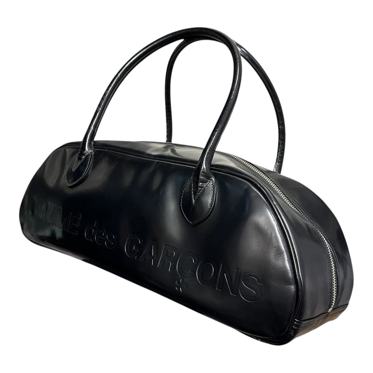 COMME des GARCONS Vintage Logo Leather Mini Boston Bag Black