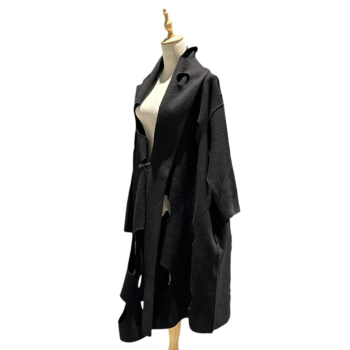COMME des GARCONS 02SS Cut-Out Wool Cape Black Jacket Size FREE