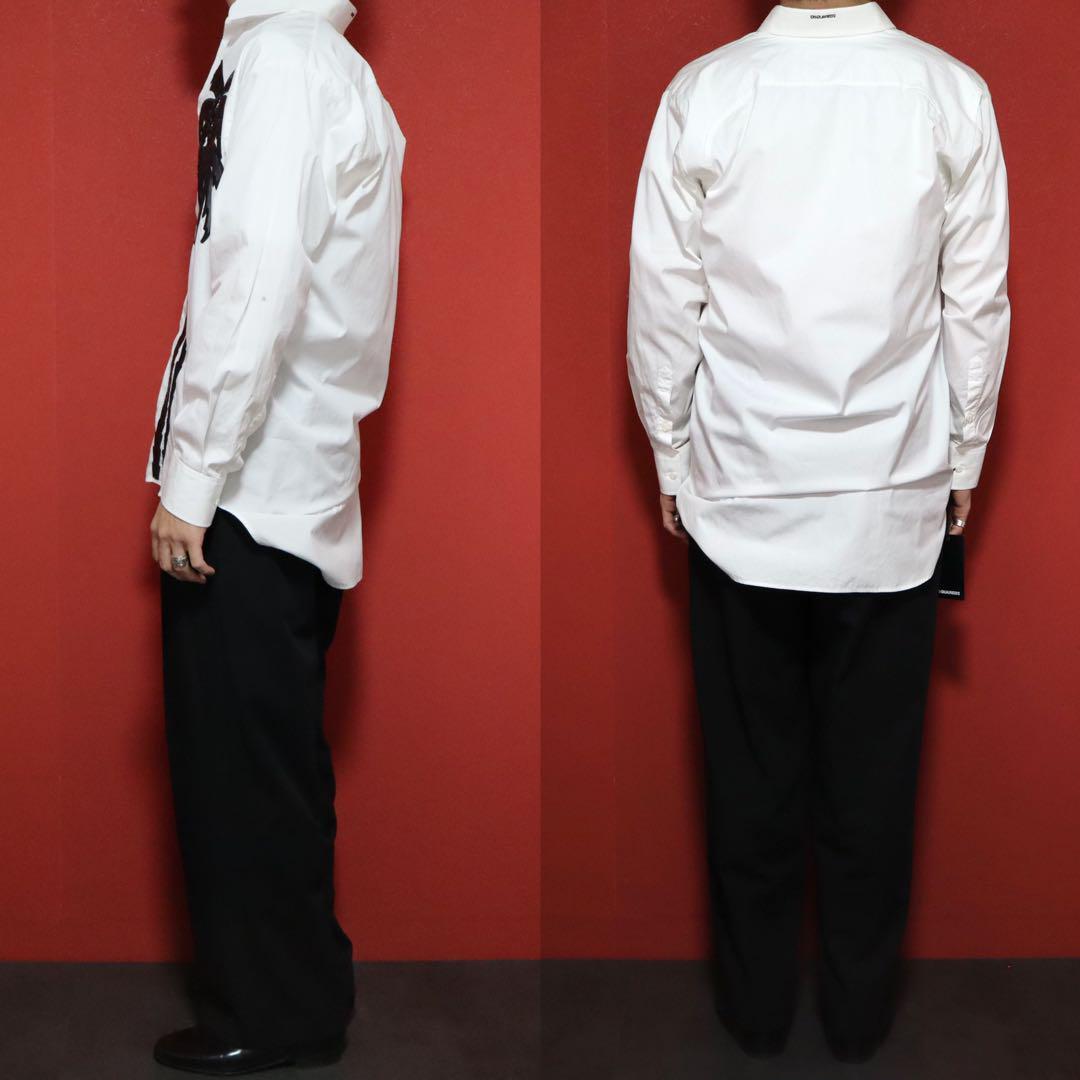 Dsquared2 16SS White Oversized Sheer Palm Tree Shirt Size 40