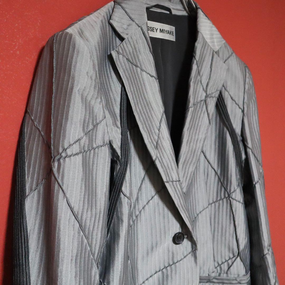 ISSEY MIYAKE 09AW A-POC Silver Quilted Blazer Size 3