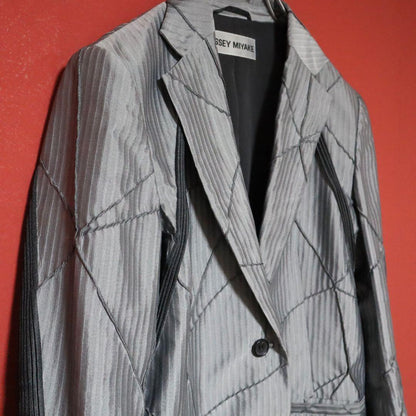 ISSEY MIYAKE 09AW A-POC Silver Quilted Blazer Size 3