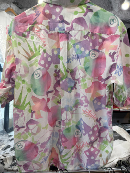 Stussy All Over Print Short Sleeve Shirt Size XL