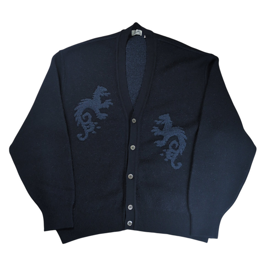 Hermes Twin Dragon Motif Oversized Cardigan Size L