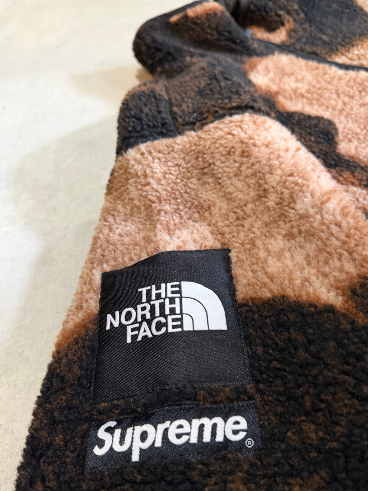 Supreme TNF Bleached Denim Fleece Jacket Black Size L