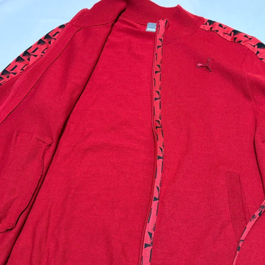 PUMA Red Wool/Nylon Full Zip Knit Jacket