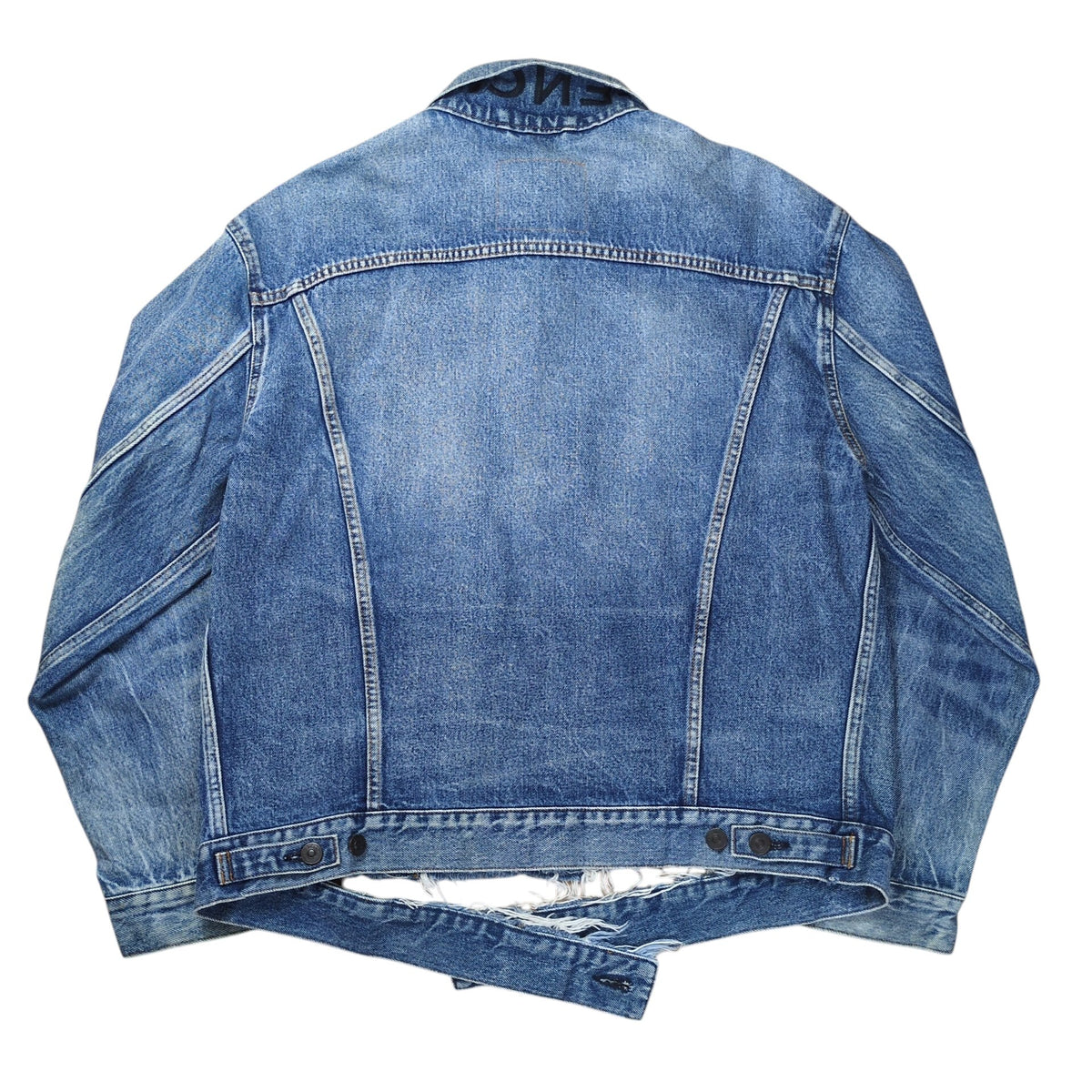 Balenciaga Neck Logo Distressed Denim Jacket Size 34