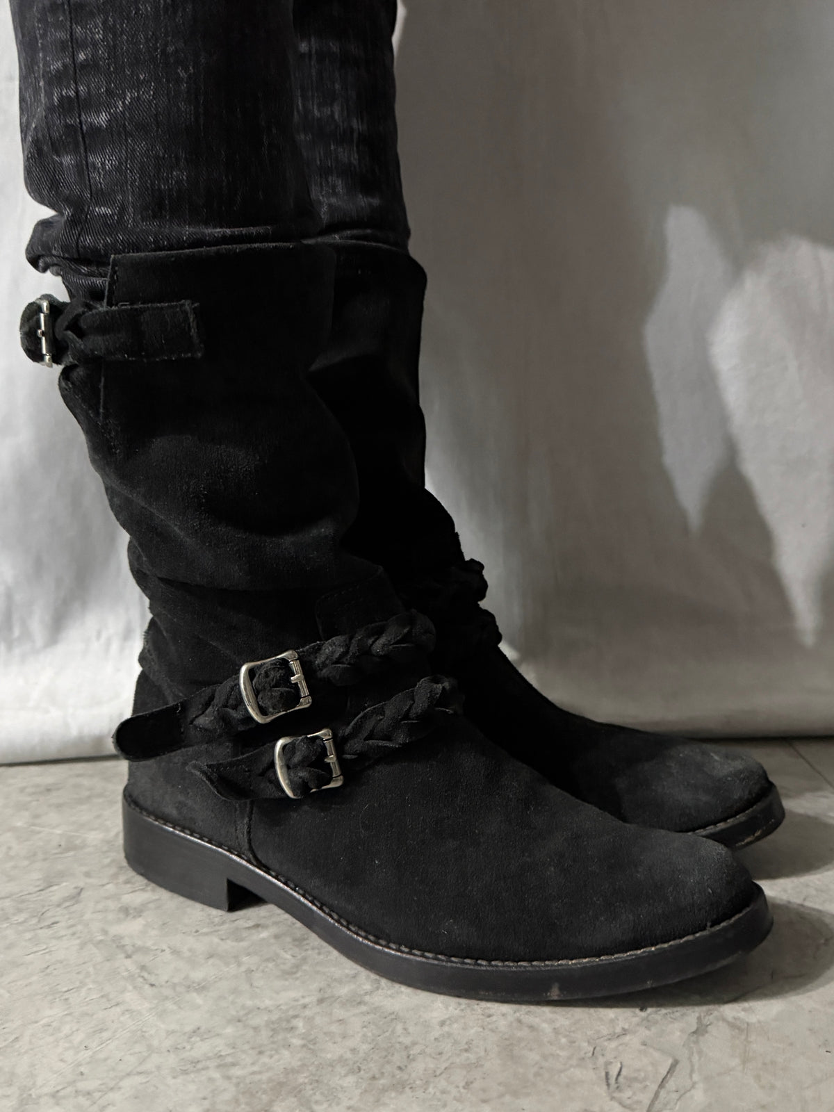 DISCOVERED Suede Engineer Long Boots Size S