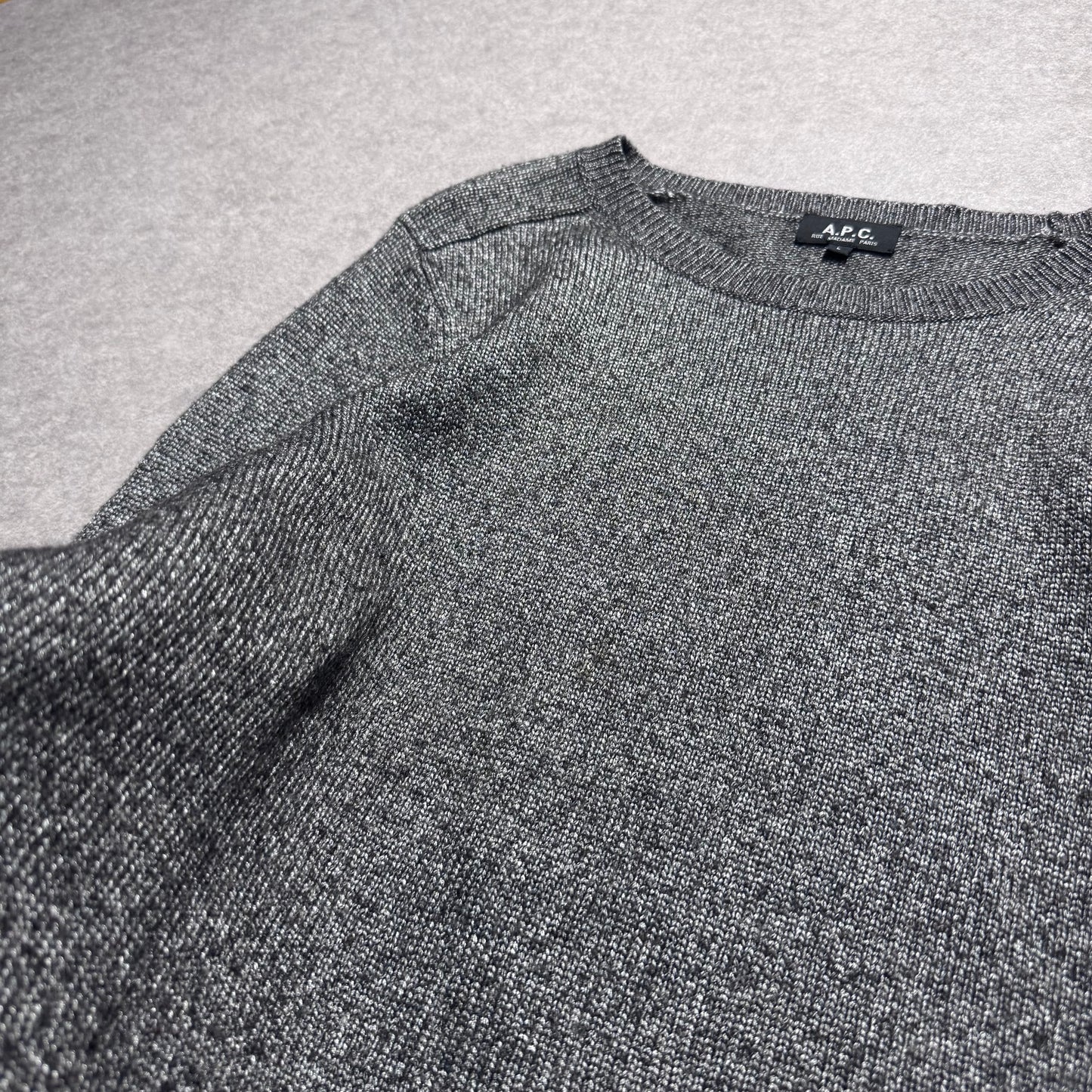 A.P.C. Gray Lamé Knit Shirt Size S