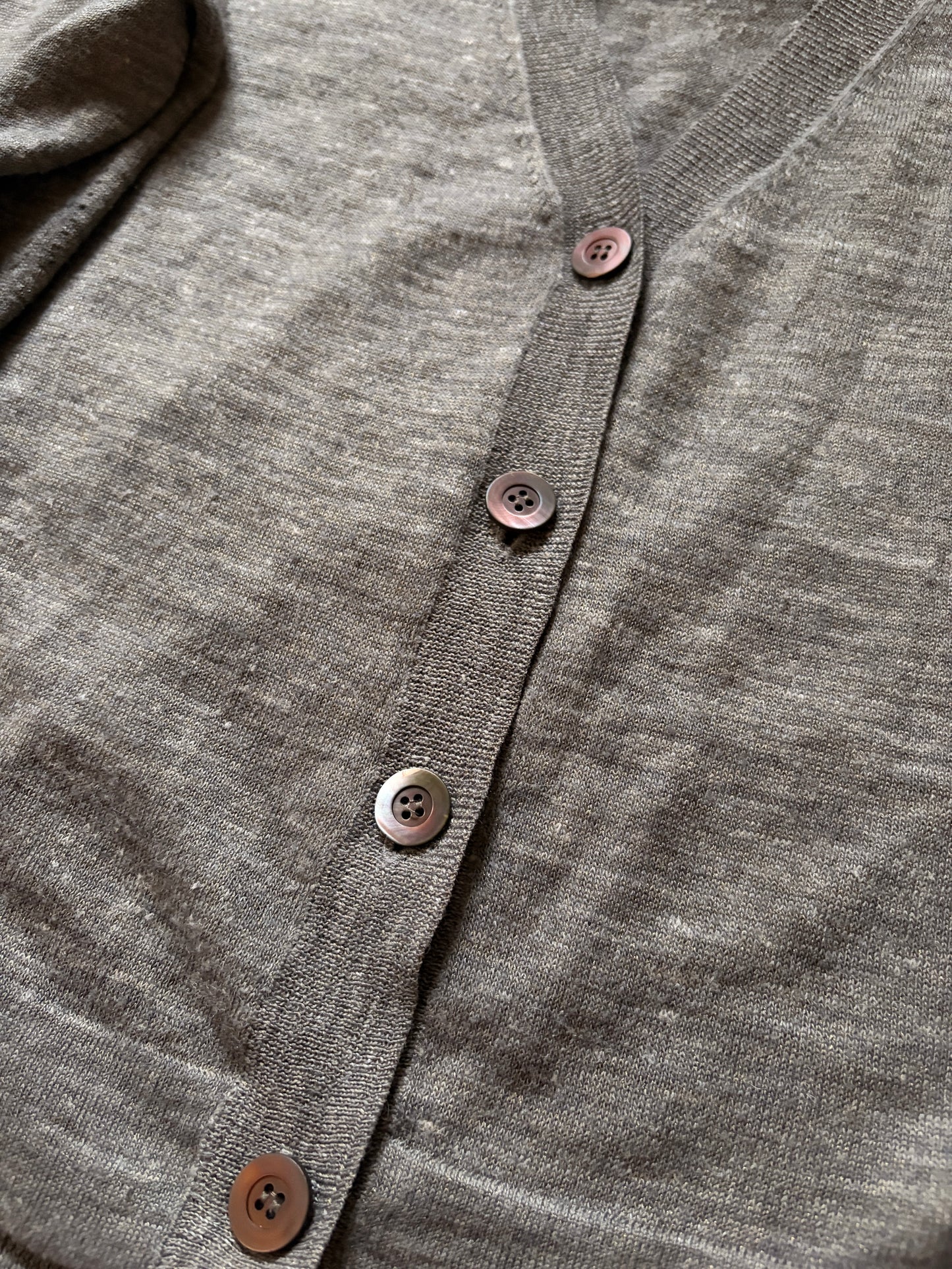 DRIES VAN NOTEN 2000s Wool Linen Gold Thread Cardigan Size S