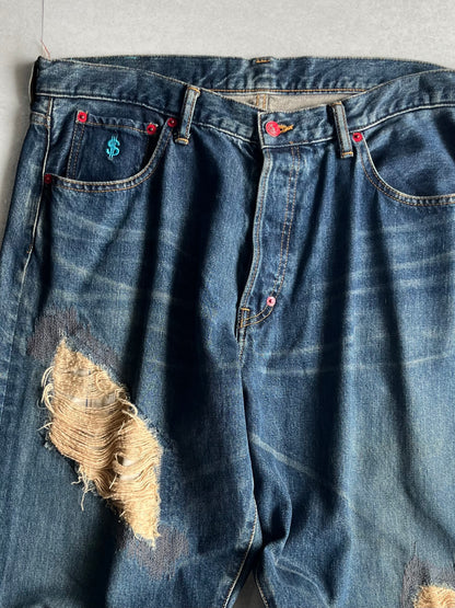 Swagger Wide-Leg Blue Jeans Size 40