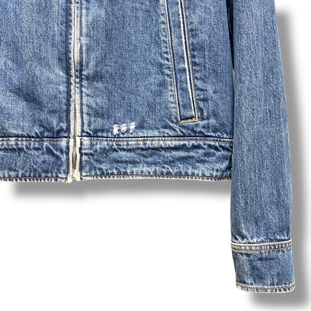 PRADA 2021 Triangle Logo Zip Denim Jacket Indigo Size S