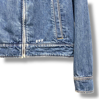 PRADA 2021 Triangle Logo Zip Denim Jacket Indigo Size S