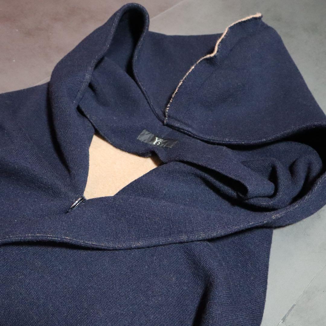 Y's Inside-Out Oversized Knit Hooded Coat Size 2