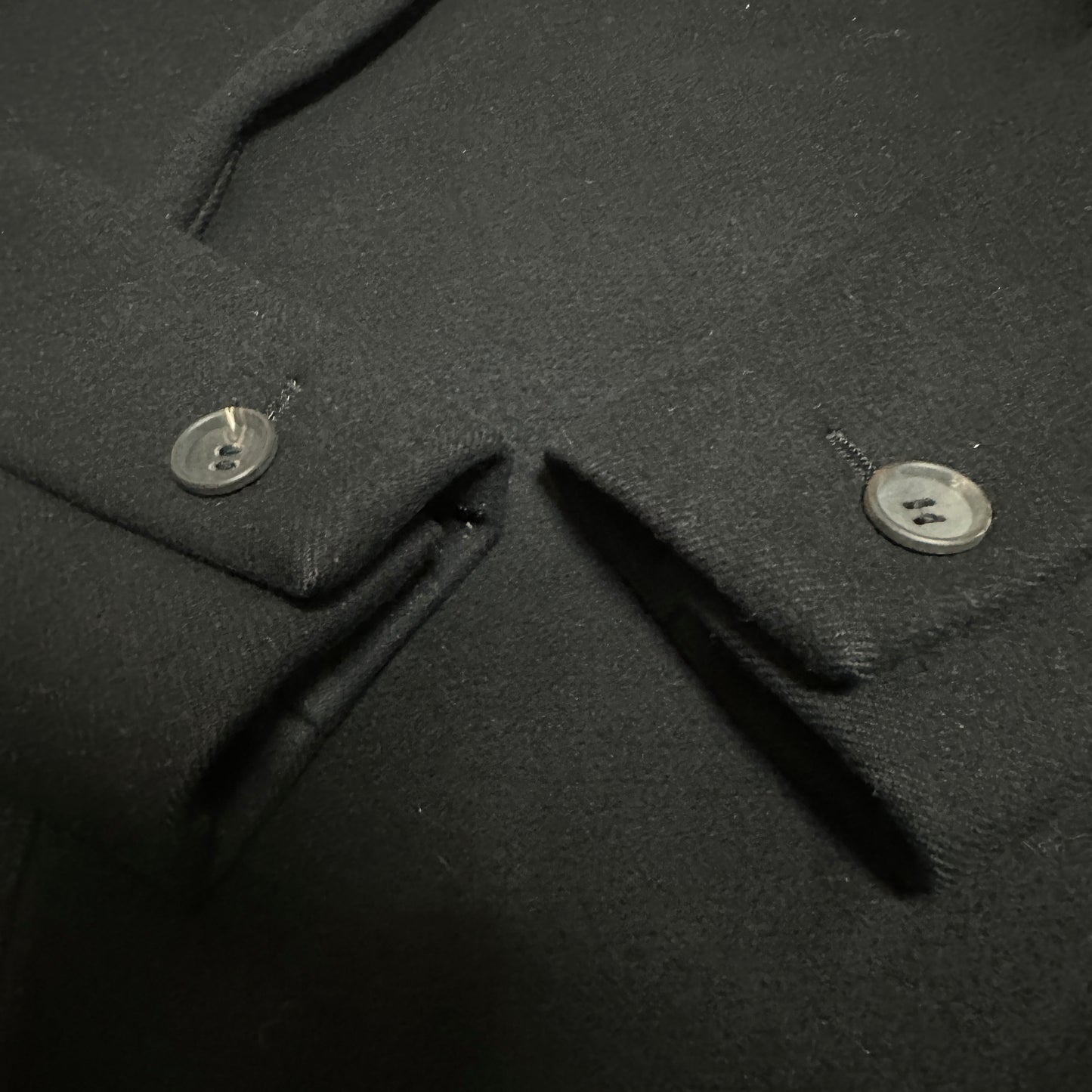 THE RERACS Black Wool Single Breasted Chester Coat