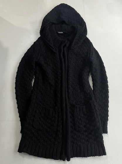 PHENOMENON Black Alpaca Blend Big Hood Cardigan Size L