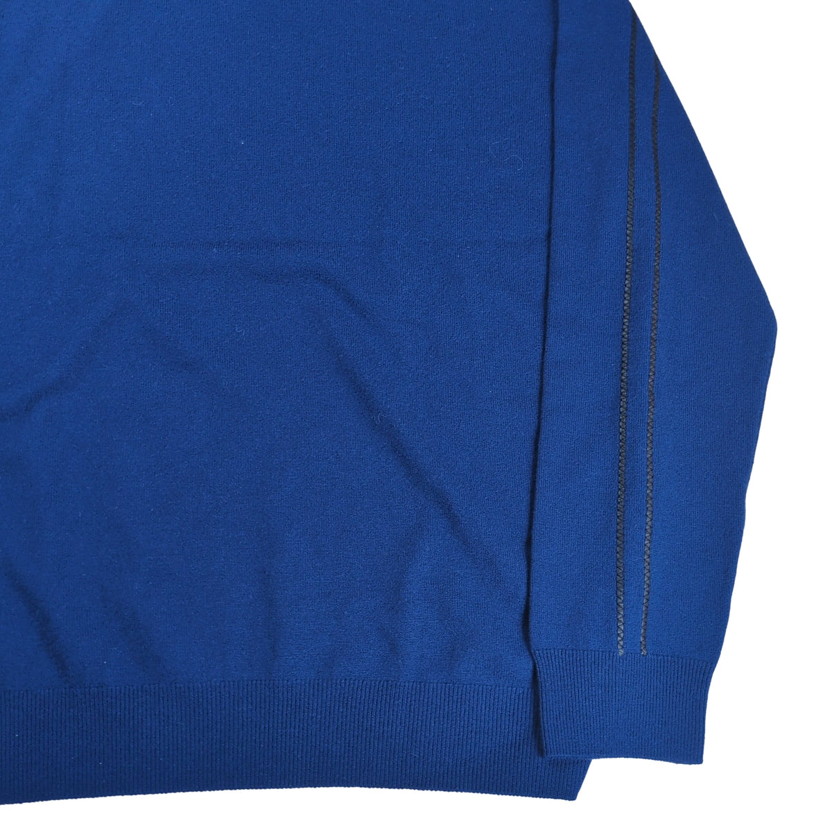 HERMES Leather Piping Crew Neck Sweater Blue Size XXL