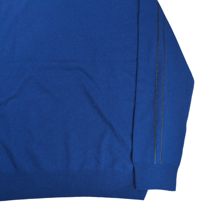 HERMES Leather Piping Crew Neck Sweater Blue Size XXL