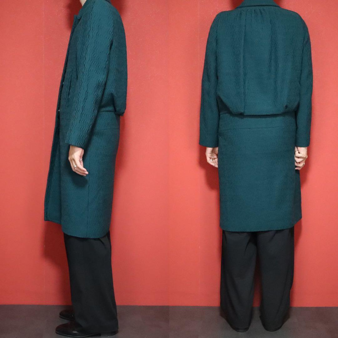 DRIES VAN NOTEN 90s Wave Pattern Mohair Long Coat Size SMALL