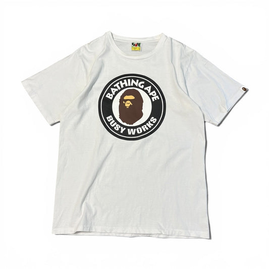 Japanese Brand Busy Works White T-Shirt Size L