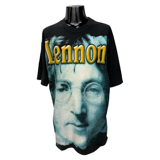 JOHN LENNON 90s Blue Vintage AOP T-Shirt Size XL