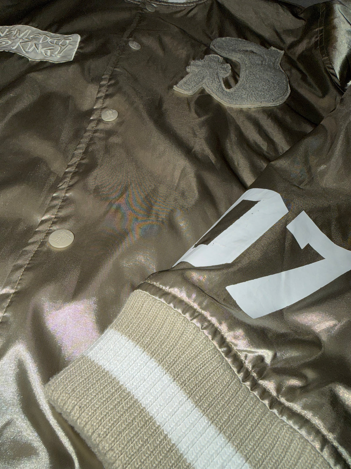 Stussy Authentic Gear '07 Satin Varsity Jacket Gold Size L