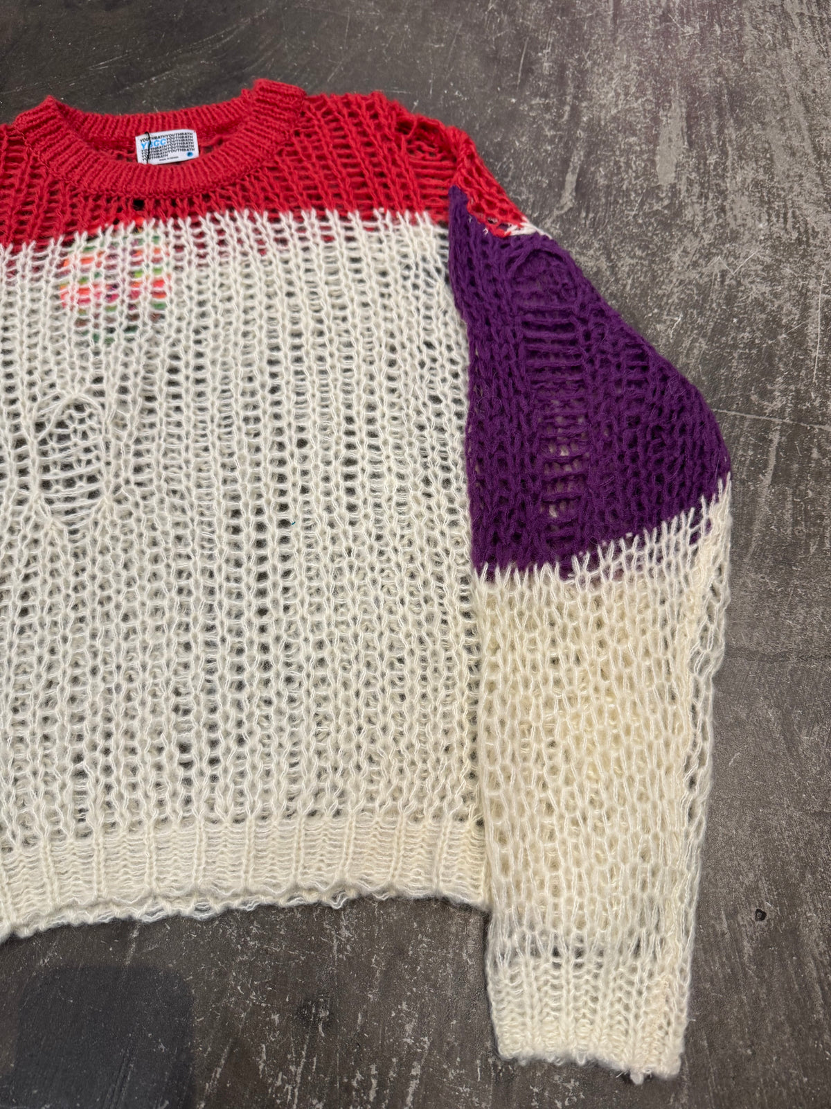 YOUTH BATH Multi Open Weave Mesh Knit Sweater Size FREE
