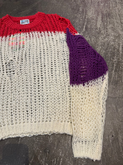 YOUTH BATH Multi Open Weave Mesh Knit Sweater Size FREE