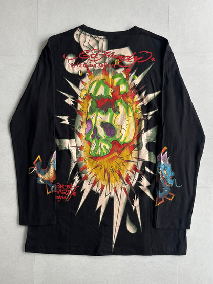 Ed Hardy Skull Long Sleeve Tee Black Size XL