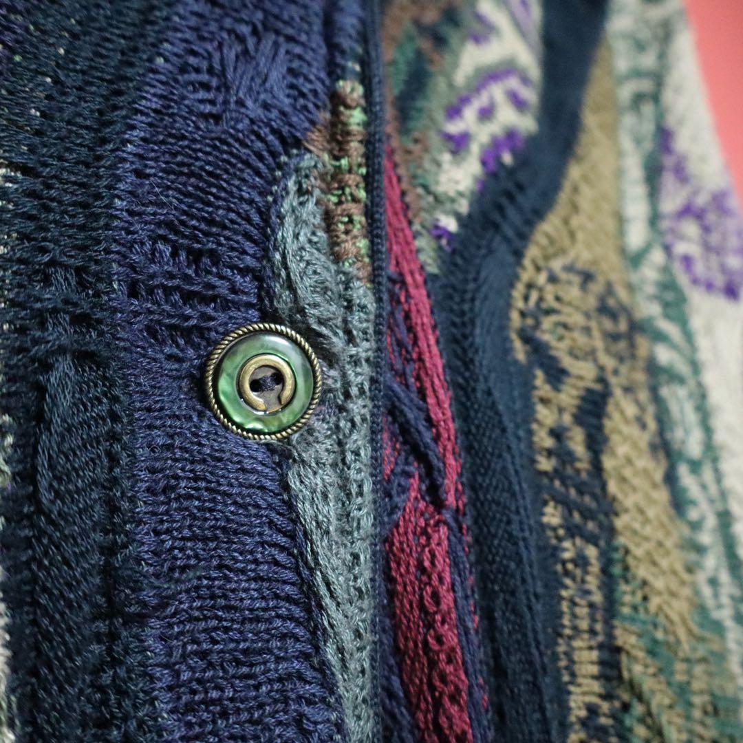 COOGI 90s Multi 3D Knit Geometric Shawl Collar Vest Size M