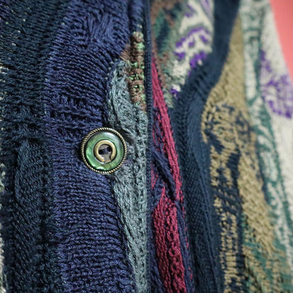 COOGI 90s Multi 3D Knit Geometric Shawl Collar Vest Size M
