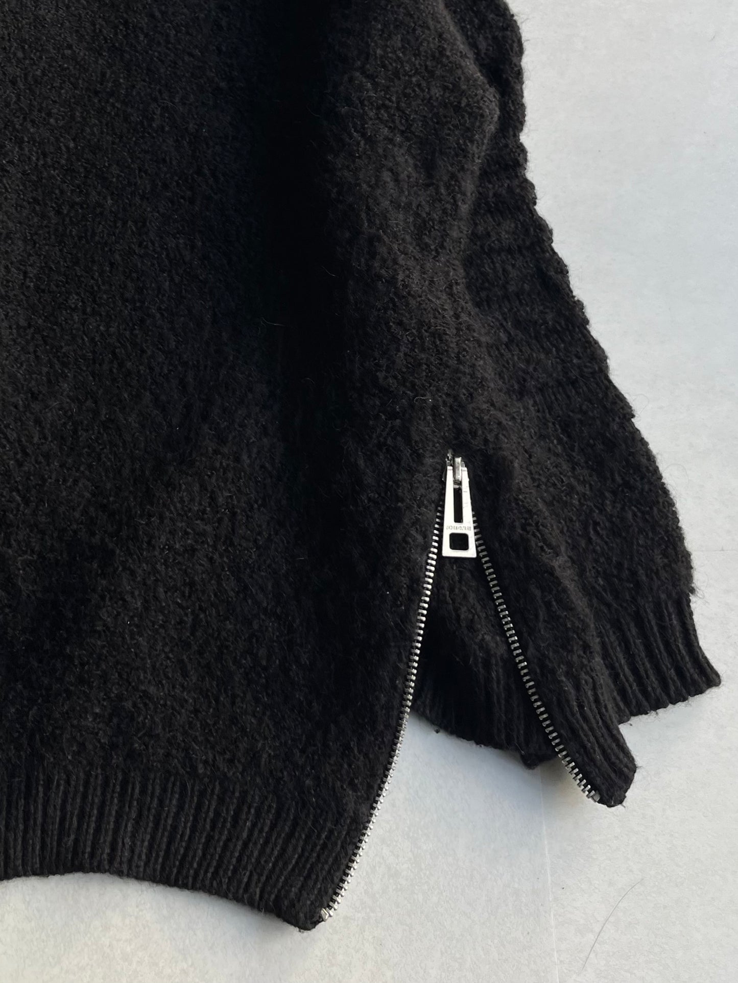 Zadig & Voltaire Black Zip Knit Mohair Blend Size M