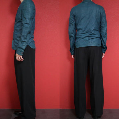 Vintage EMMETI Turquoise Blue Lamb Leather 3-Button Size 44