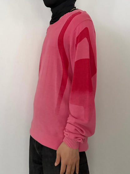 Diesel Pink Cotton Long Sleeve Knit Henley Size L