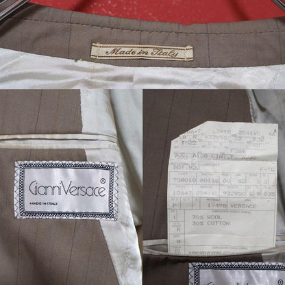 Gianni Versace 80s DB Striped Beige Jacket Size 46