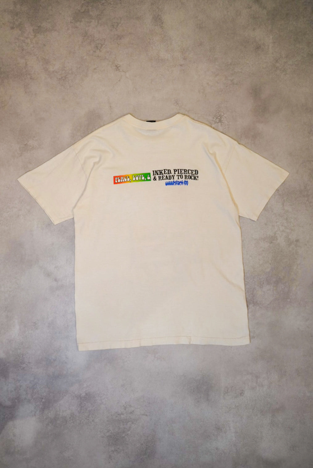 Vintage 90s Woodstock 99 White Cotton T-Shirt Size L