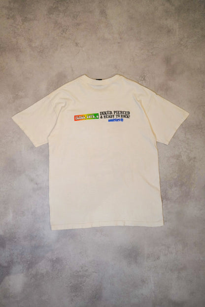 Vintage 90s Woodstock 99 White Cotton T-Shirt Size L