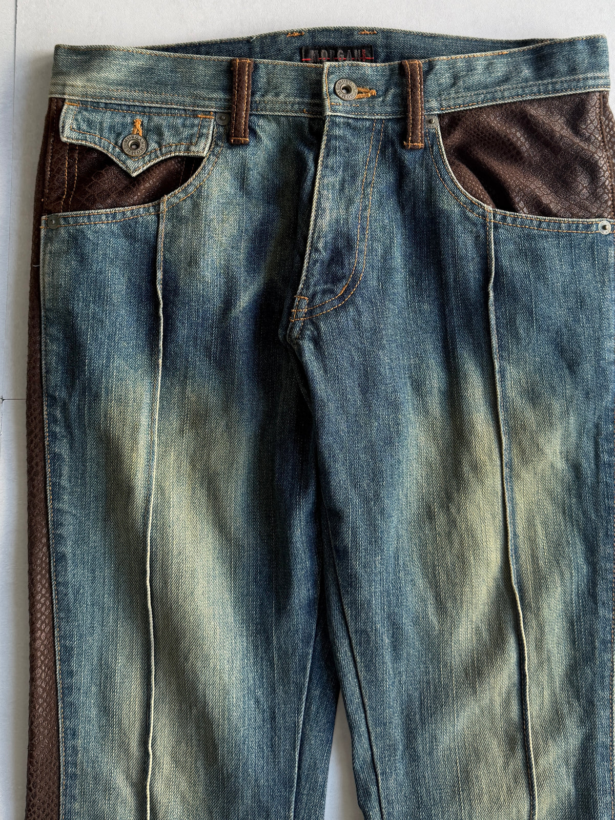 MORGAN Western Python Flared Denim Size M