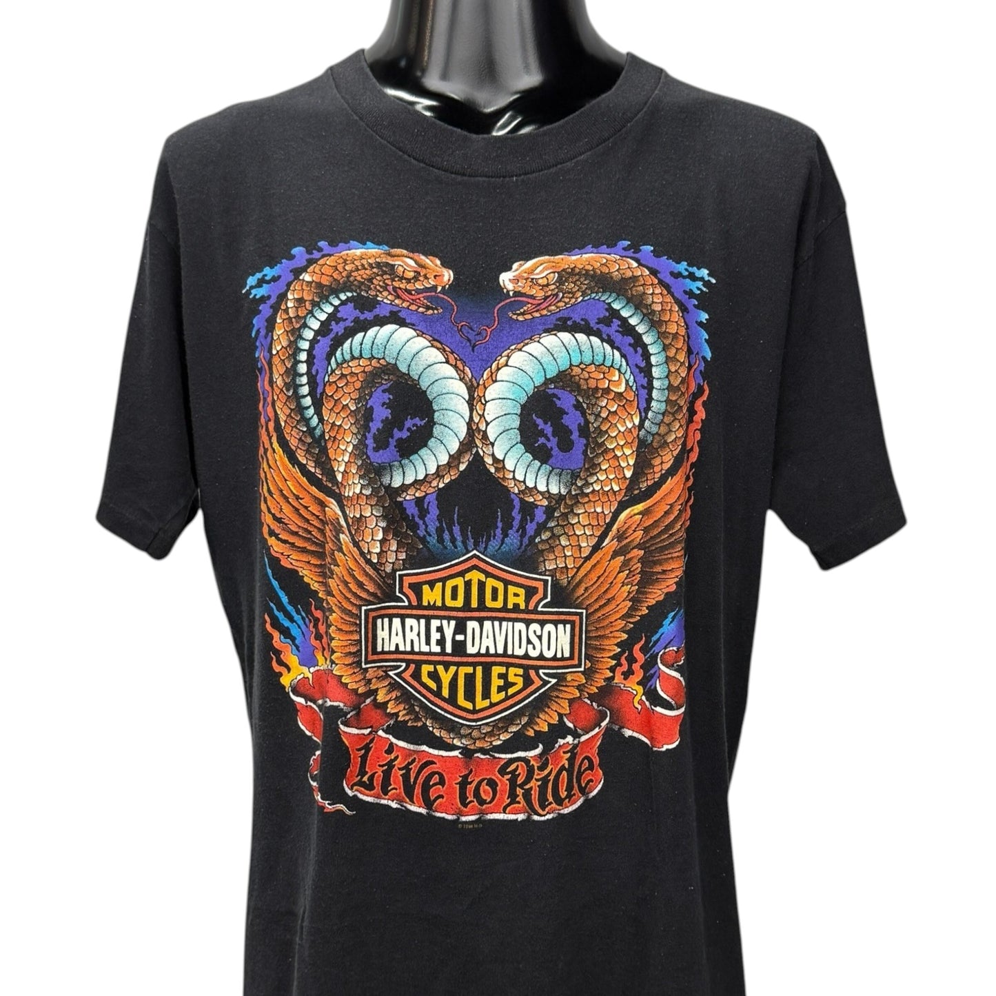 HARLEY-DAVIDSON 90s Double Snake Eagle T-Shirt Size L