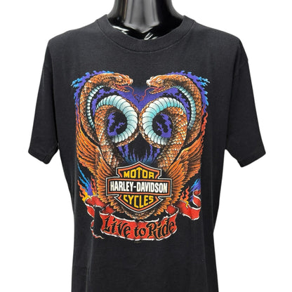 HARLEY-DAVIDSON 90s Double Snake Eagle T-Shirt Size L
