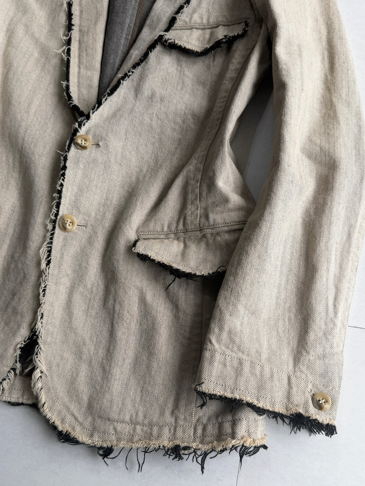 TORNADO MART Raw Edge Distressed Jacket Size L